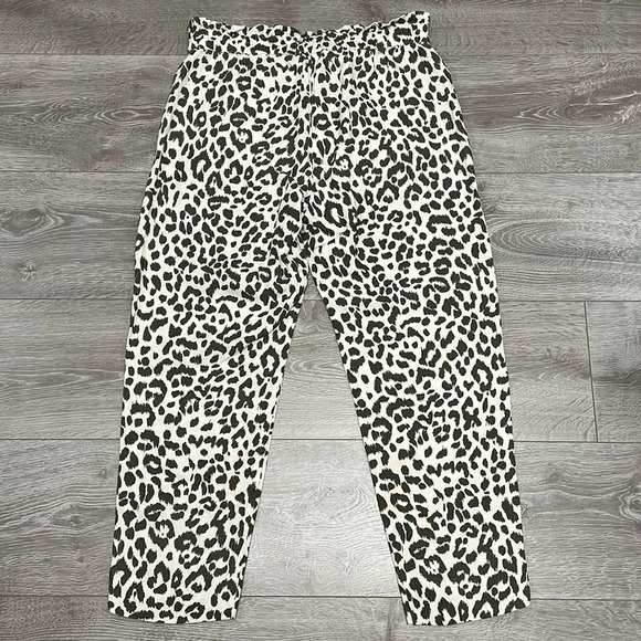 J. Crew Ruffle Waist Linen Blend Leopard Pants 6 - Picture 16 of 16